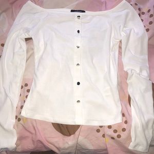 White off the shoulder long sleeve top